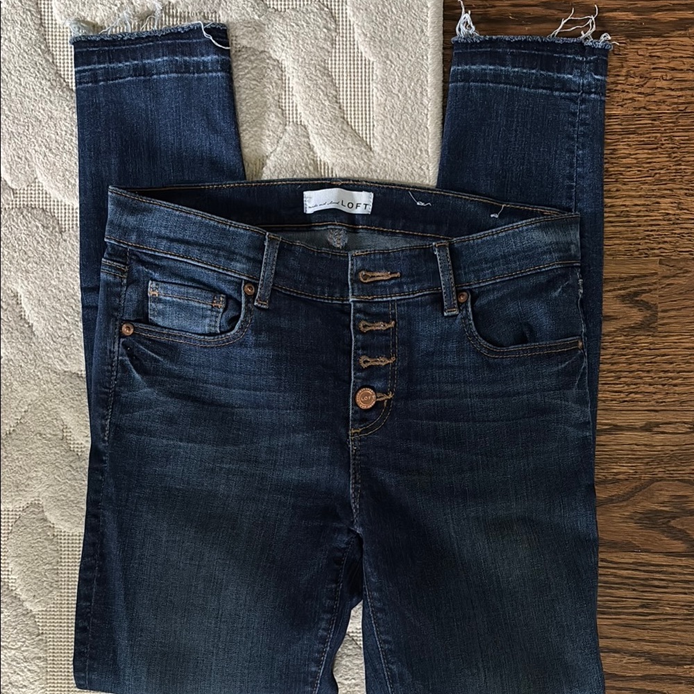 LOFT Blue Ankle Cropped Jeans with Stretchy Fit